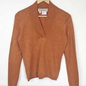 Carlisle v-neck silk sweater burnt sienna